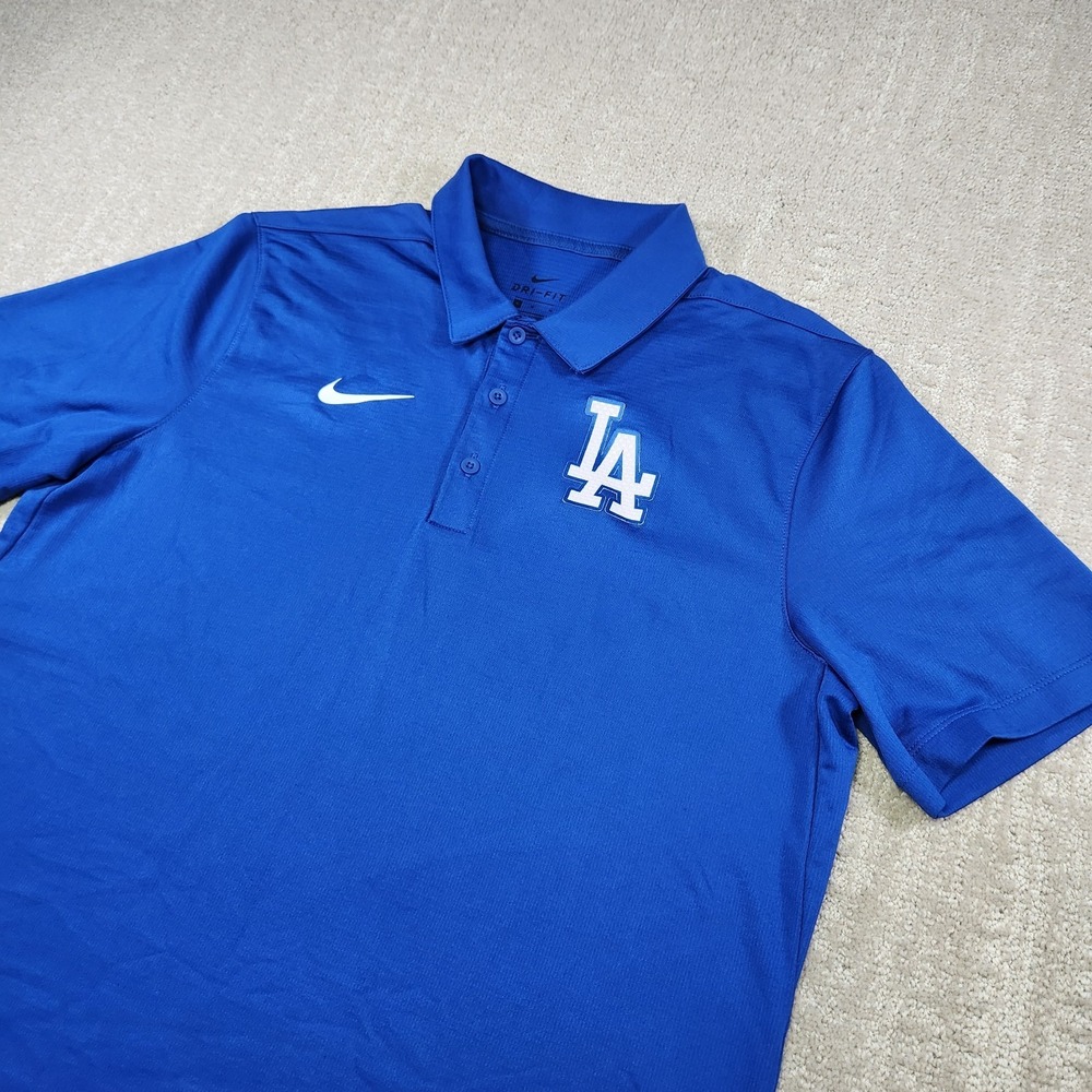 Los Angeles Dodgers Polo Shirt Men Medium Nike Victory Dri Fit Performance Blue